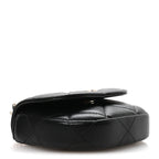 Lambskin Quilted Pearl Top Handle Clutch With Chain Black