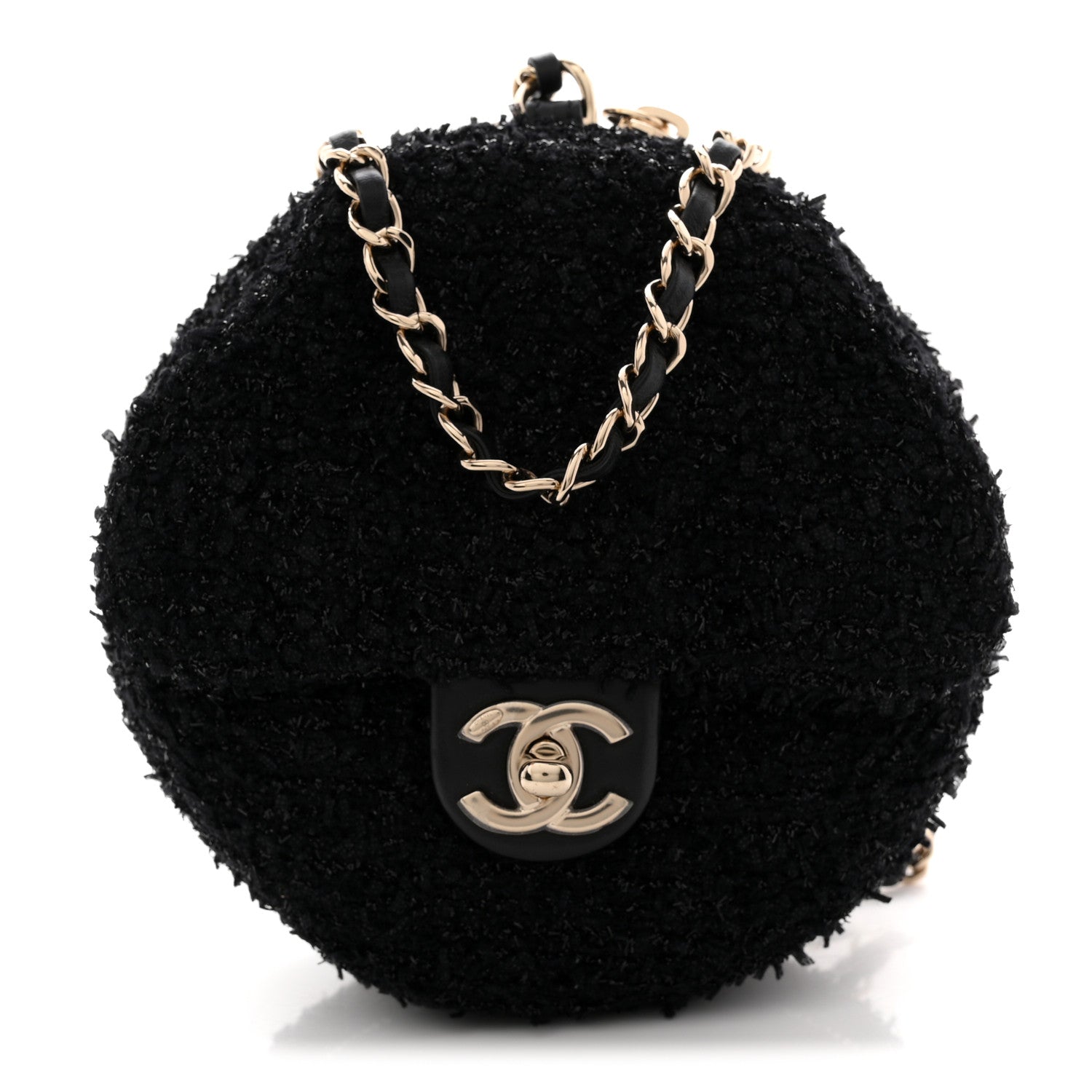 Tweed Coco Beach Barrel Shoulder Bag Black