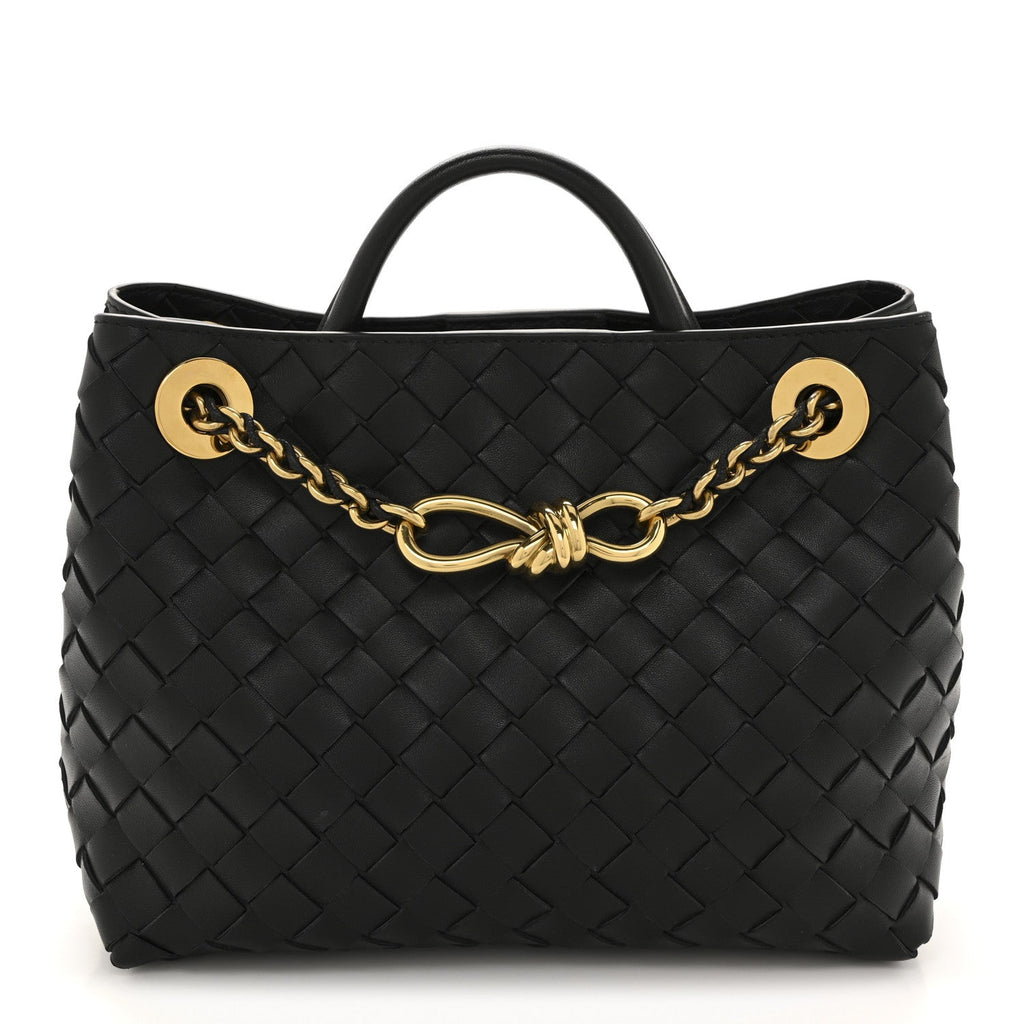 Nappa Intrecciato Small Andiamo With Chain Shoulder Bag Black