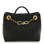 Nappa Intrecciato Small Andiamo With Chain Shoulder Bag Black