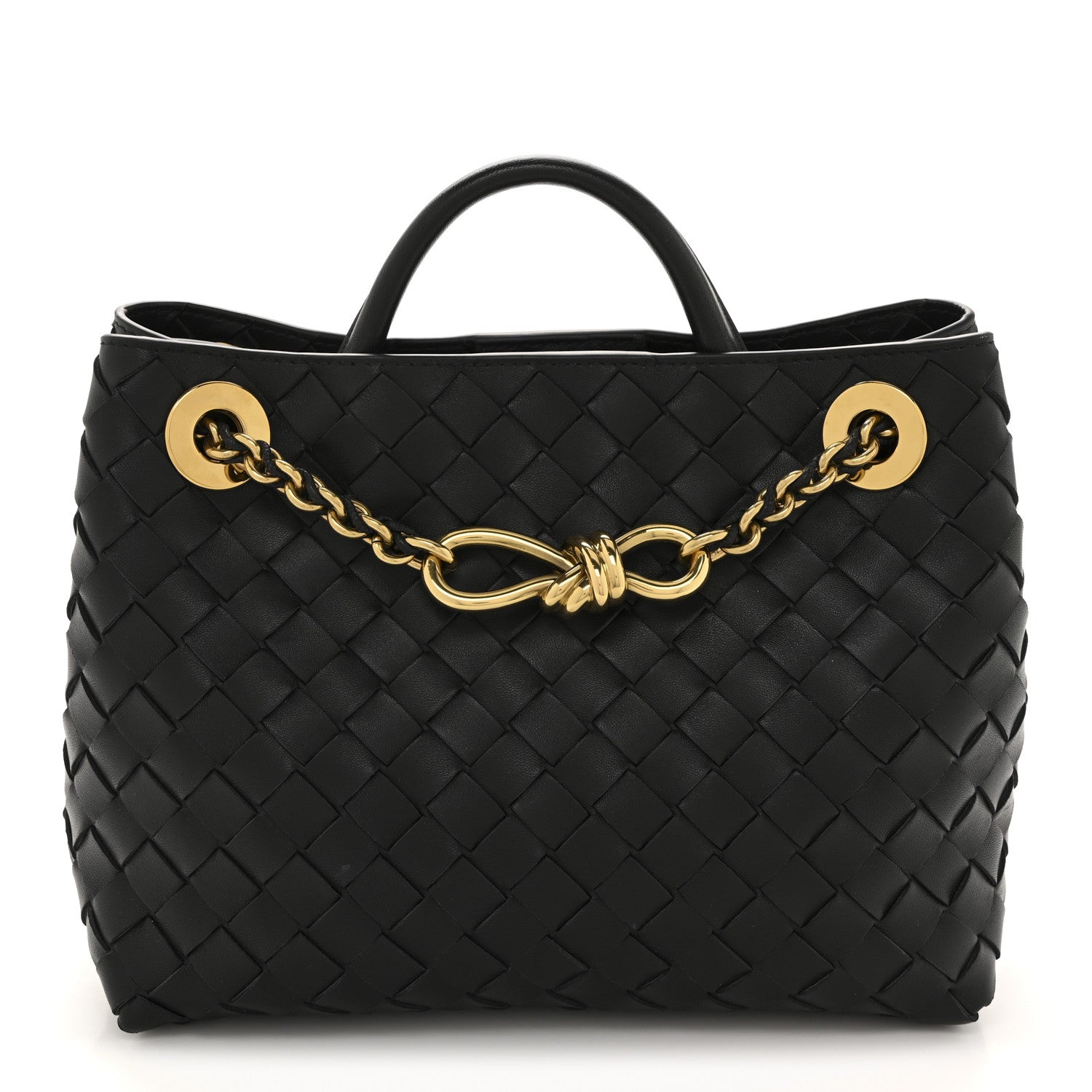 Nappa Intrecciato Small Andiamo With Chain Shoulder Bag Black