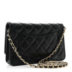 Lambskin Quilted Wallet On Chain WOC Black