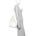 Calfskin Intrecciato Small Castello Bucket Bag White