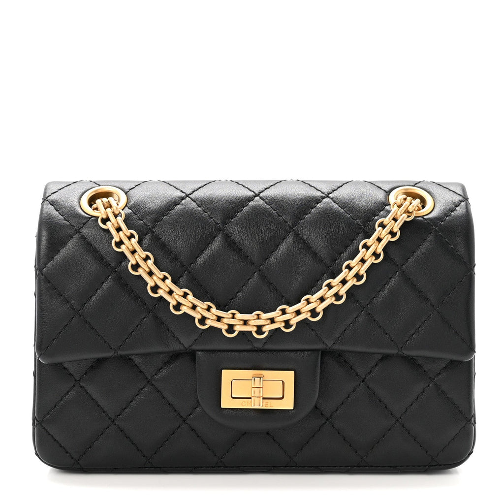 Aged Calfskin Quilted 2.55 Reissue Mini Flap Black