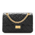 Aged Calfskin Quilted 2.55 Reissue Mini Flap Black