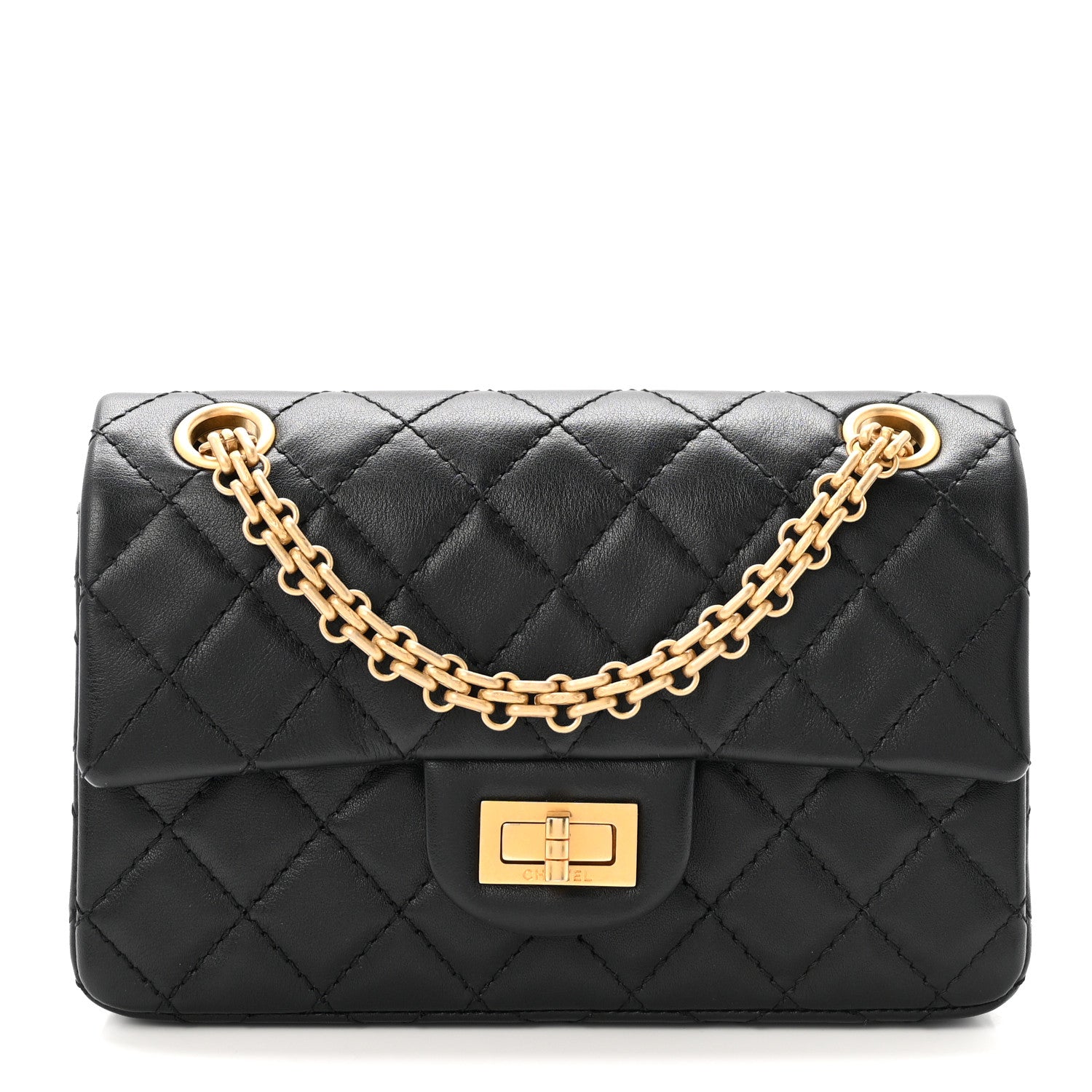 Aged Calfskin Quilted 2.55 Reissue Mini Flap Black