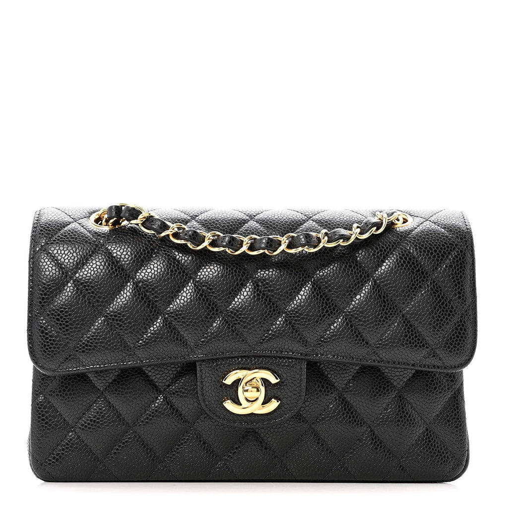 Caviar Quilted Small Double Flap Black