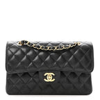 Caviar Quilted Small Double Flap Black