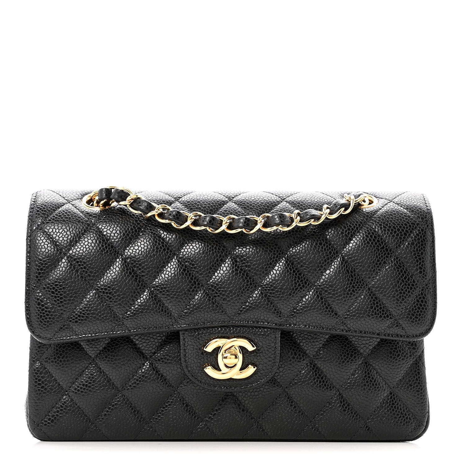 Caviar Quilted Small Double Flap Black