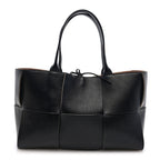 Nappa Maxi Intrecciato Medium Arco Tote Black Tan