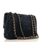 Sequin Quilted Small Single Flap Black