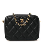 Lambskin Quilted CC Pearl Crush Camera Case Black