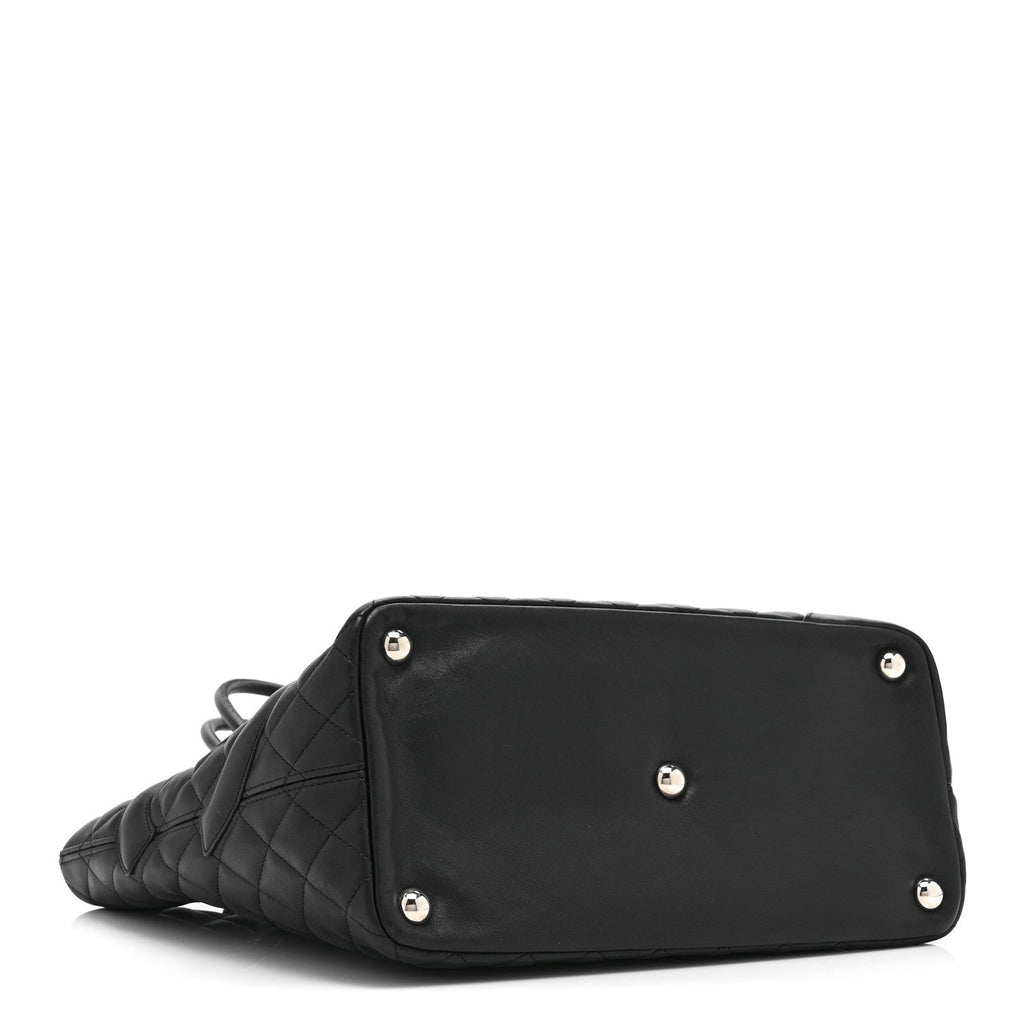 Calfskin Quilted Large Cambon Tote Black