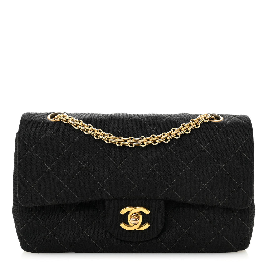 Jersey Quilted Small Double Flap Black