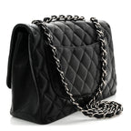 Lambskin Quilted Jumbo Single Flap Black
