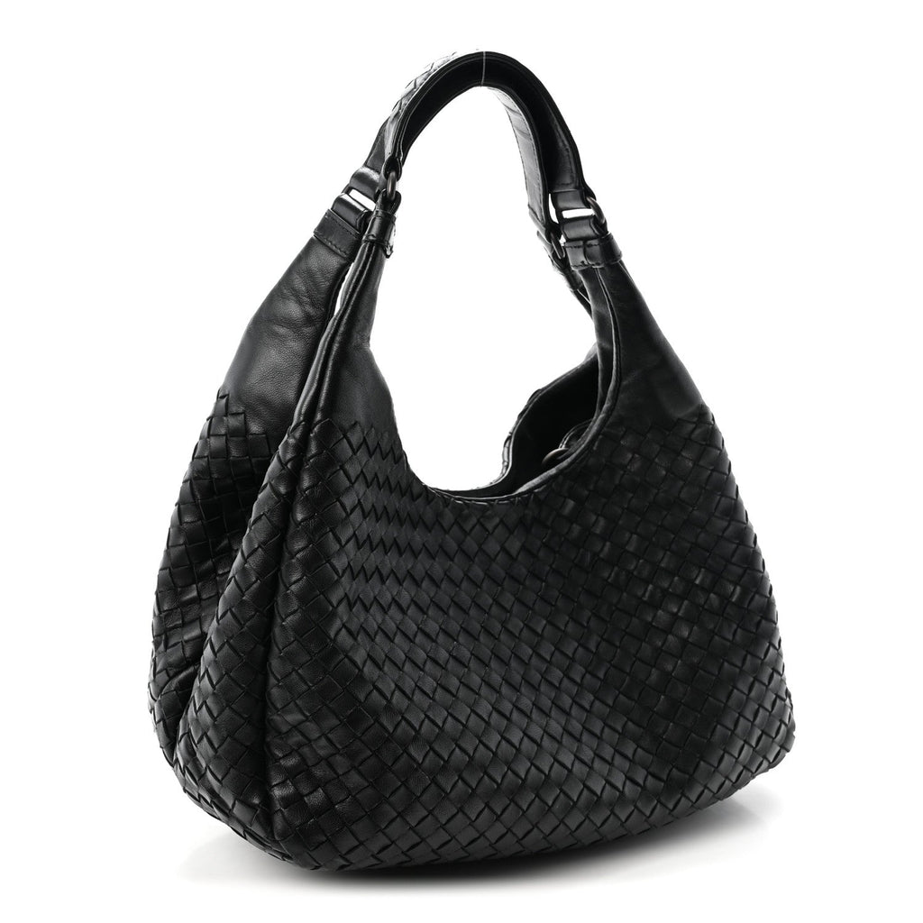 Nappa Intrecciato Medium Campana Shoulder Bag Black