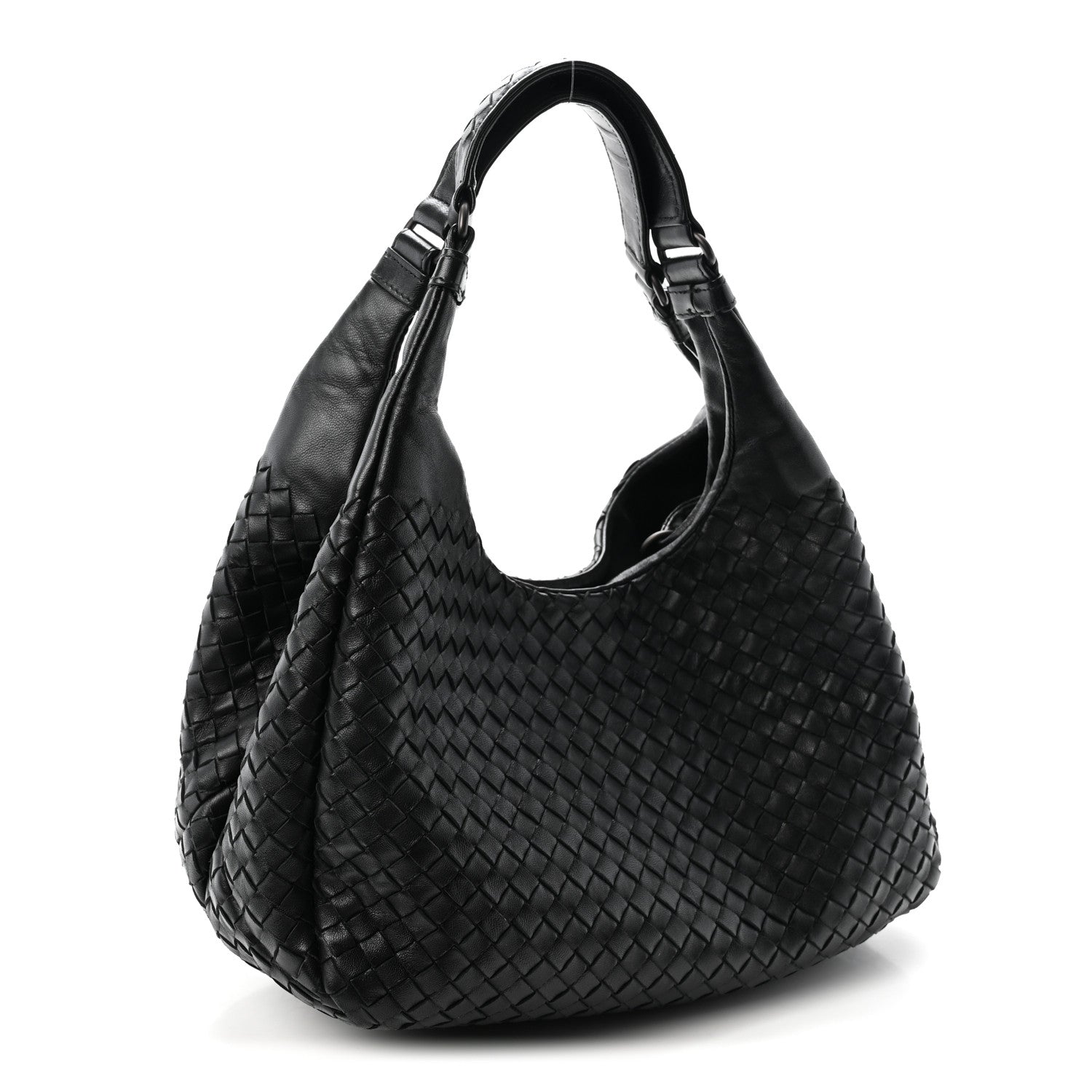 Nappa Intrecciato Medium Campana Shoulder Bag Black