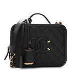 Caviar Quilted Medium CC Filigree Vanity Case Black