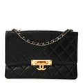 Lambskin Quilted Large Golden Class Flap Black