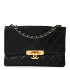 Lambskin Quilted Large Golden Class Flap Black