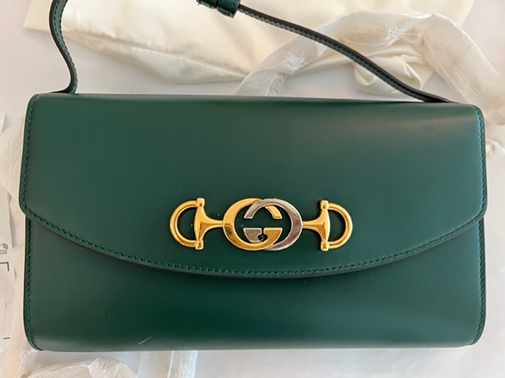 Gucci Zumi Shoulder Bag Mini Leather Green Designer Handbag Bag Purse Italy New