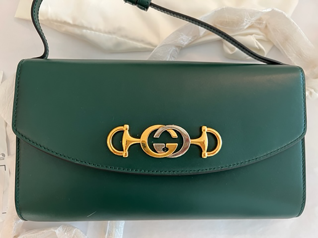 Gucci Zumi Shoulder Bag Mini Leather Green Designer Handbag Bag Purse Italy New