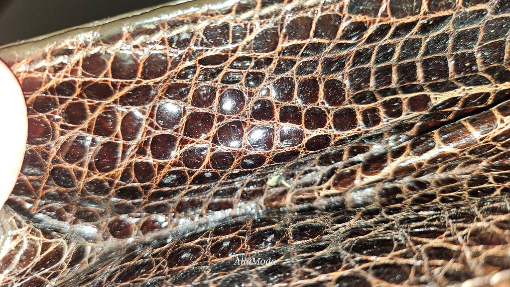Fendi brown crocodile leather bag w two-tone chain strap & XL FF clasp