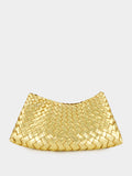 Comporta Gold Woven Leather Clutch