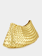 Comporta Gold Woven Leather Clutch