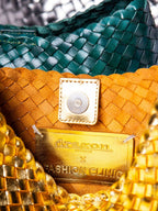 Comporta Gold Woven Leather Clutch