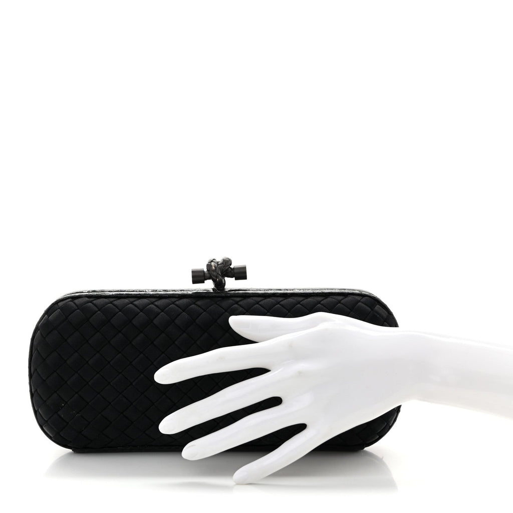 Satin Ayers Intreccio Impero Stretch Knot Clutch Black