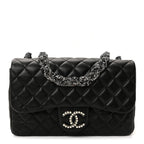 Lambskin Quilted Medium Westminster Pearl Flap Black