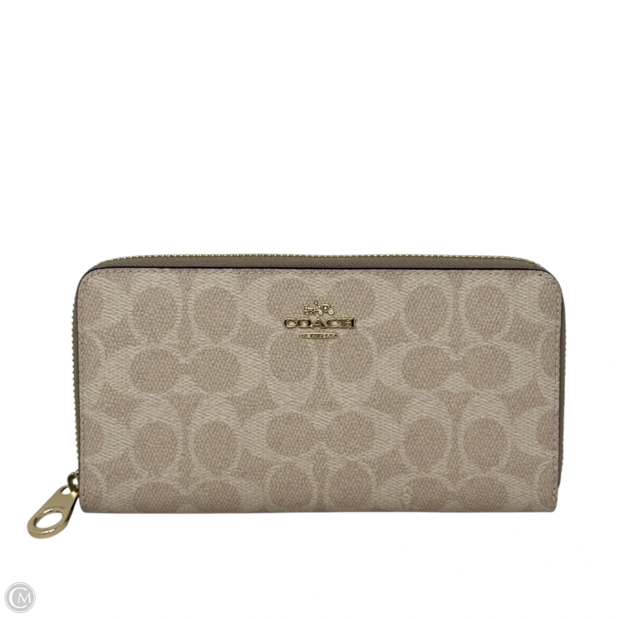 Long Zip Around Wallet In Signature Canvas Designer By Coach, Size: Medium