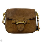 Lady Web Shoulder Bag In New Marron Suede With Antique Gold Horsebit Hardware Luxury Designer By Gucci, Size: Medium