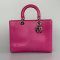 Christian Dior Large Lady Dior Bag with Pink Python Leather and Silver Hardware