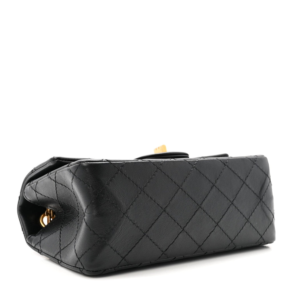 Aged Calfskin Quilted 2.55 Reissue Mini Flap Black