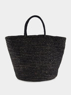 Black Straw Maxi Tote