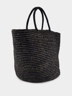 Black Straw Maxi Tote