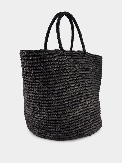 Black Straw Maxi Tote