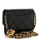 Lambskin Quilted Pearl Crush Clutch With Chain Black