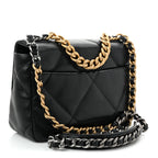 Shiny Goatskin Quilted Medium Chanel 19 Flap Black