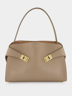 Warm Taupe Medium Hug Soft Shoulder Bag