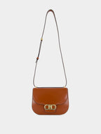 Dark Cognac Double Gancini North-South Crossbody Bag