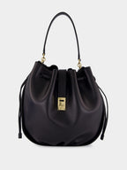 Black Calfskin Hug Bucket Bag