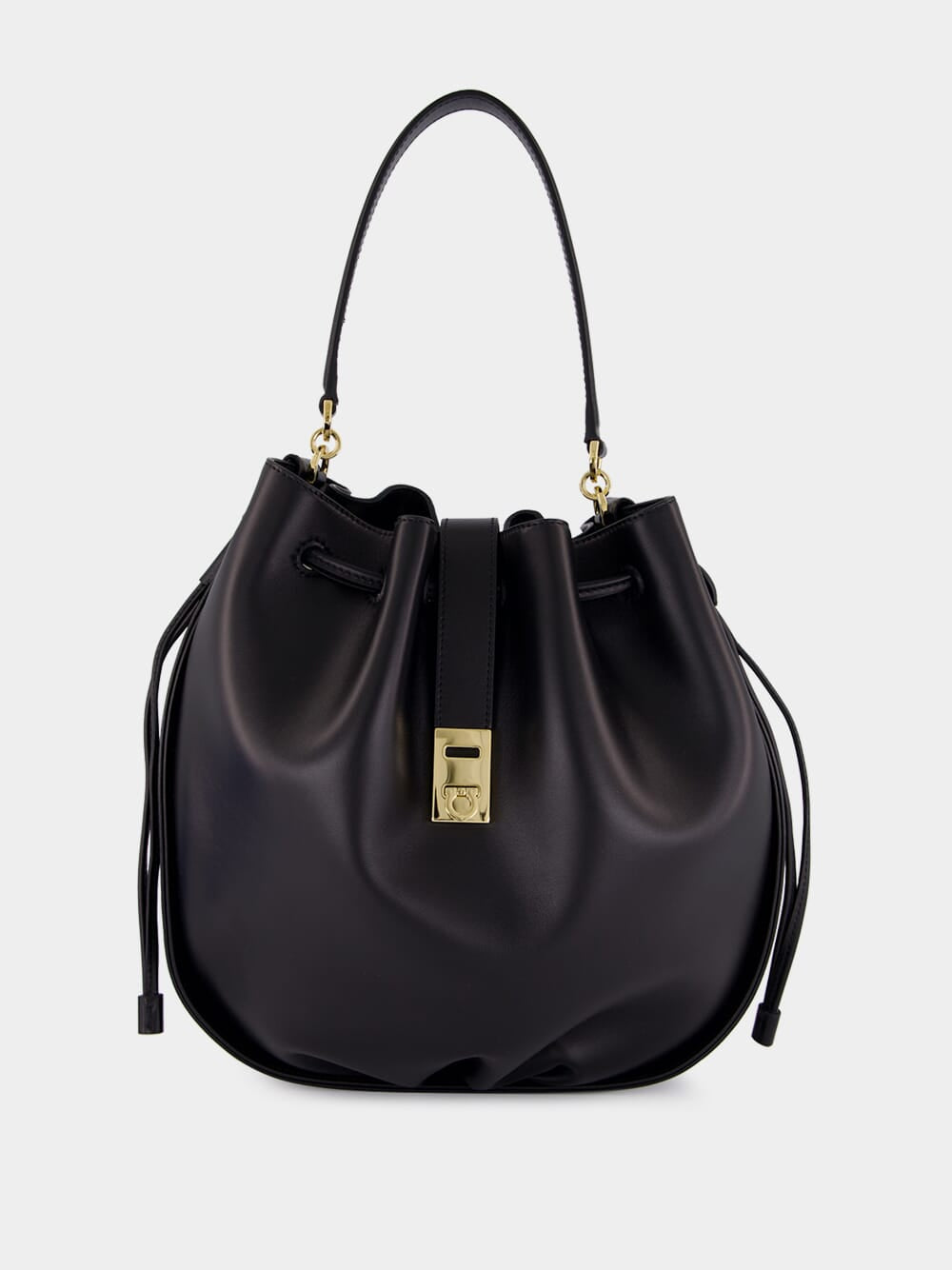 Black Calfskin Hug Bucket Bag