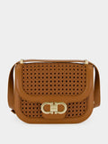 Brown Woven Gancini Crossbody Mini Bag