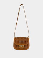 Brown Woven Gancini Crossbody Mini Bag