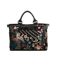 Johnny Was Dreamer Overnight Tote Bag Weekender Handbag Floral Purse Black NEW