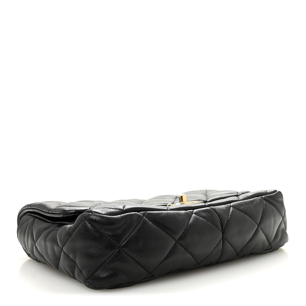 Lambskin Quilted Large CC Funky Town Flap Black