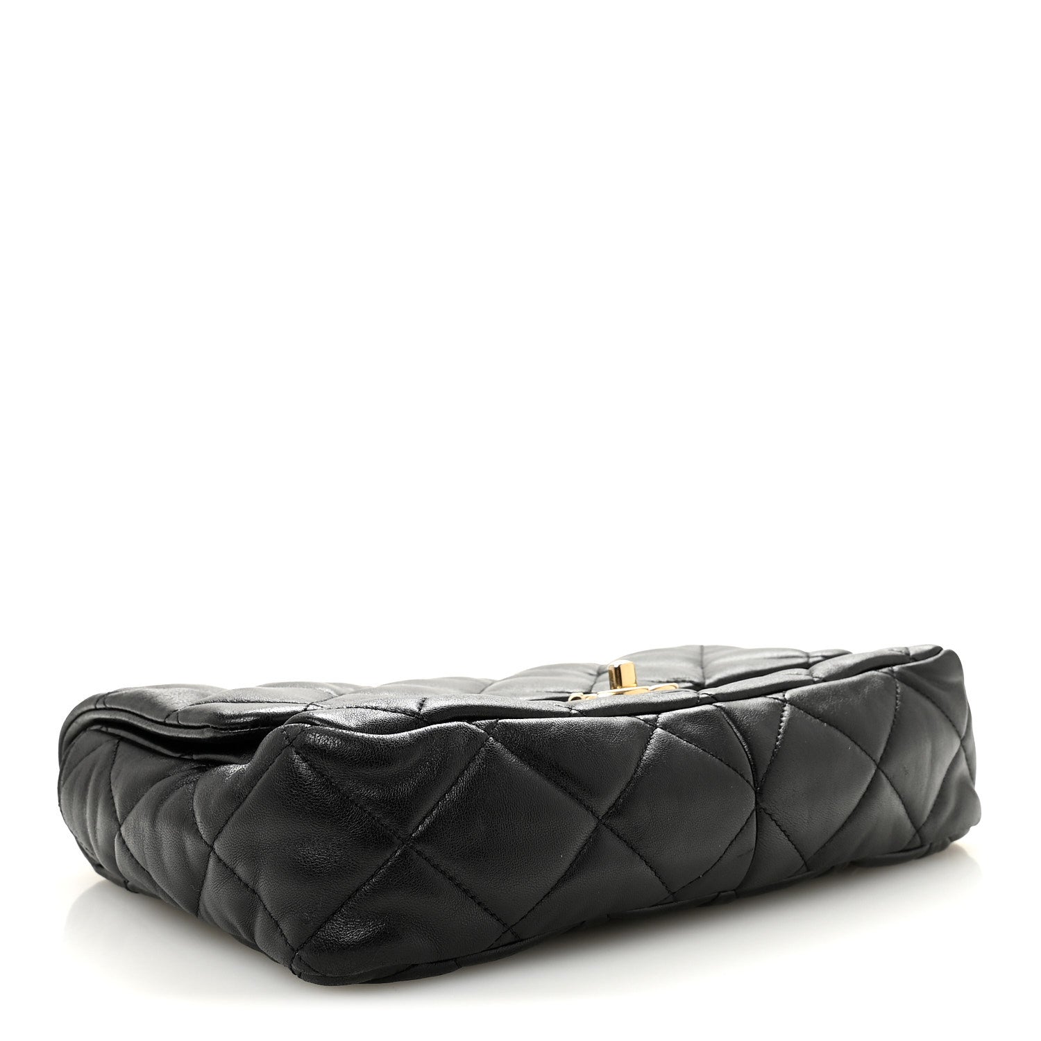 Lambskin Quilted Large CC Funky Town Flap Black